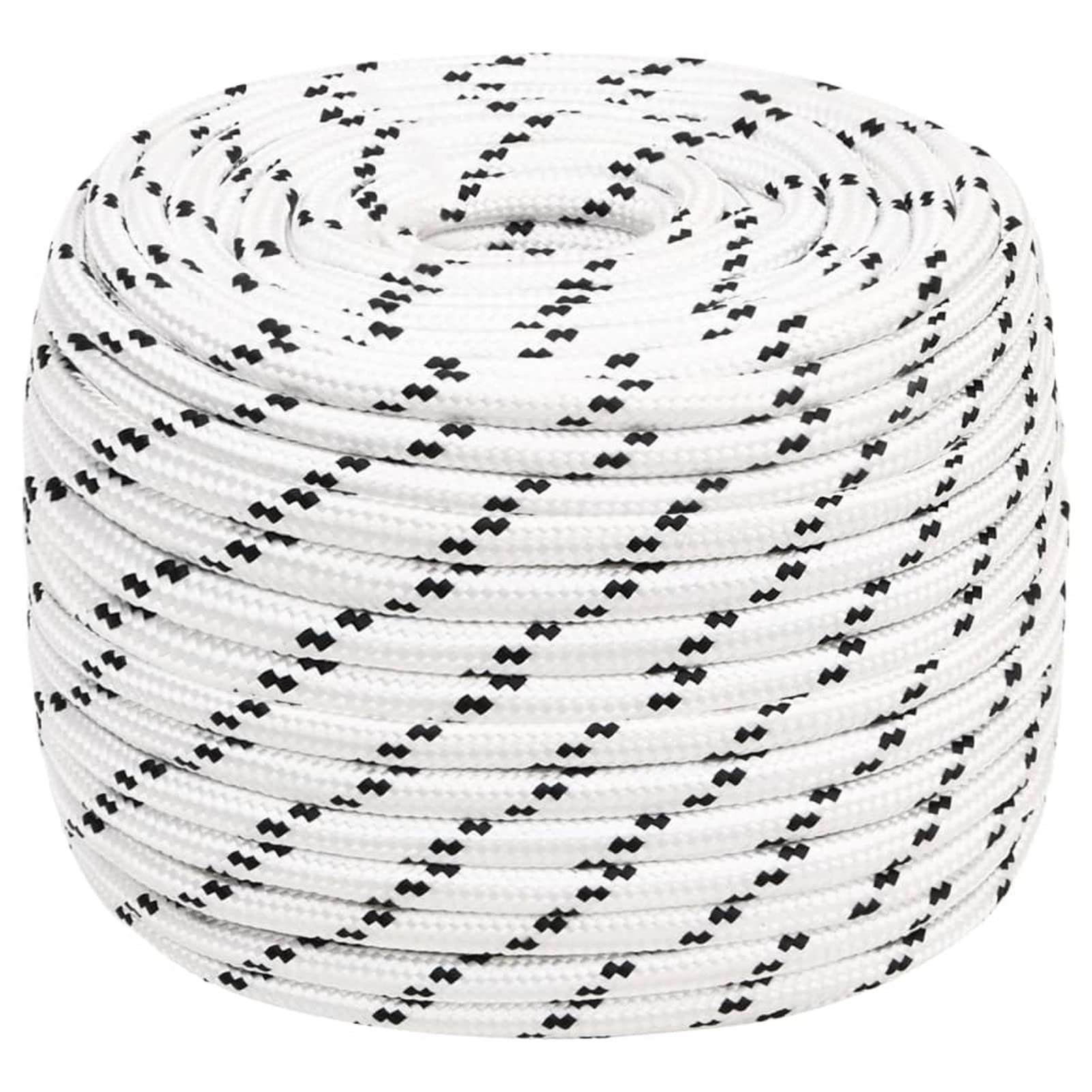 BaraSh Corda Intrecciata per Barca Bianca 12 mm x 25 m Poliestere,Corda Intrecciata,Accessori Ferramenta Corde,Fili e Catene Cavi e Funi-152775