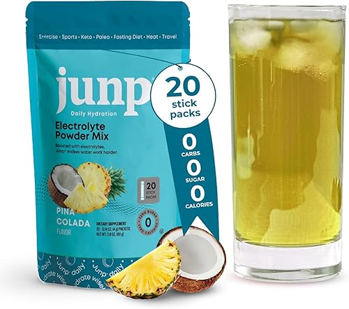 Miniatura 70 de JUNP Paquetes de electrolitos en polvo sin azúcar para agua, paquetes de hidratación instantánea con sal y potasio, cero calorías, sin