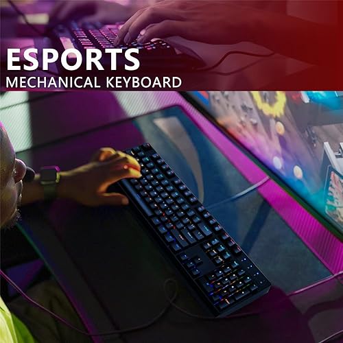 Miniatura 6 de Combo de teclado mecánico y mouse, teclado con cable RGB retroiluminado de 104 teclas para juegos y mouse con cable de 7 botones 4800 DPI para PC