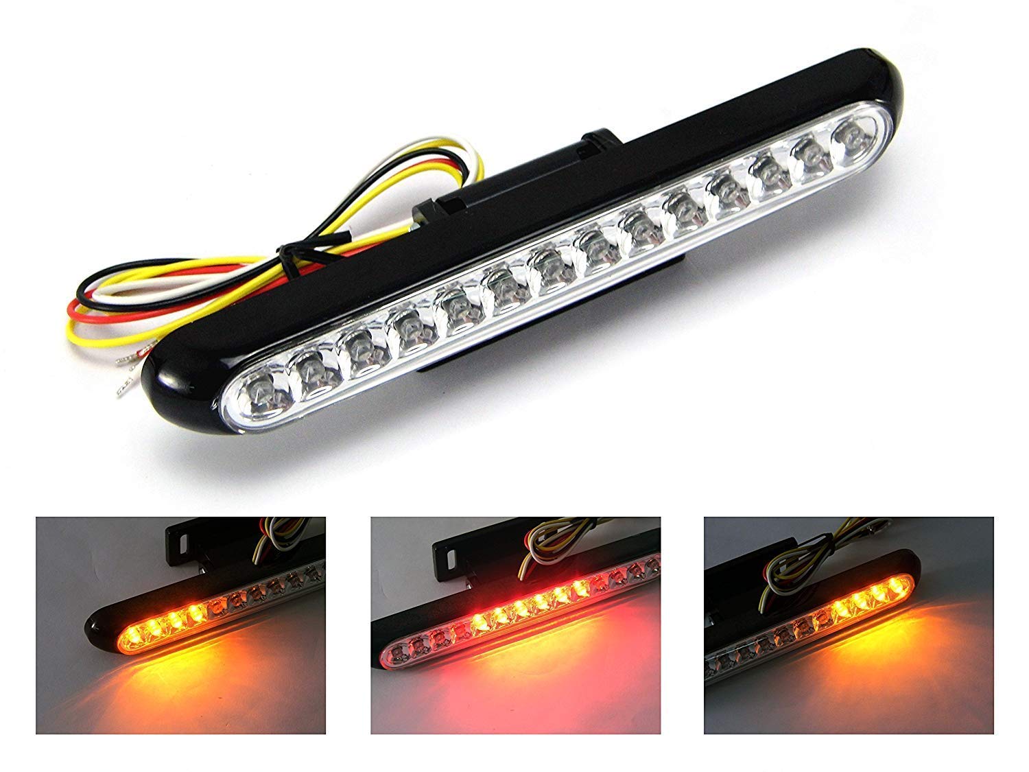 Alchemy Parts Negro Universal LED Moto Freno/Piloto Trasero con Intermitentes Integrados