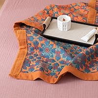 Vista 7 de Manta de 100% Algodón Muslin Jacquard con Estampado Floral Bohemio Mandala, Manta Suave para Cama 3 Capas Reversible Cubrecama Transpirable y Ligera