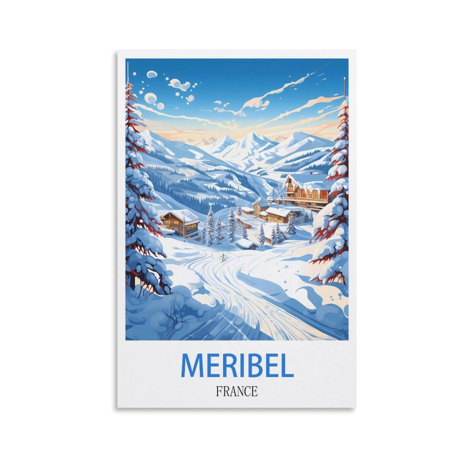 Ndoud Meribel France Vintage Travel Posters Ski 08x12inch(20x30cm) Wall Art Picture Print Canvas Painting for Living Room Home Decor