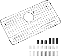 TOENMAN Stainless Steel Kitchen Sink Grid Protector 26x14 Rear Drain - Single Bowl Sink Grate & Drying Rack