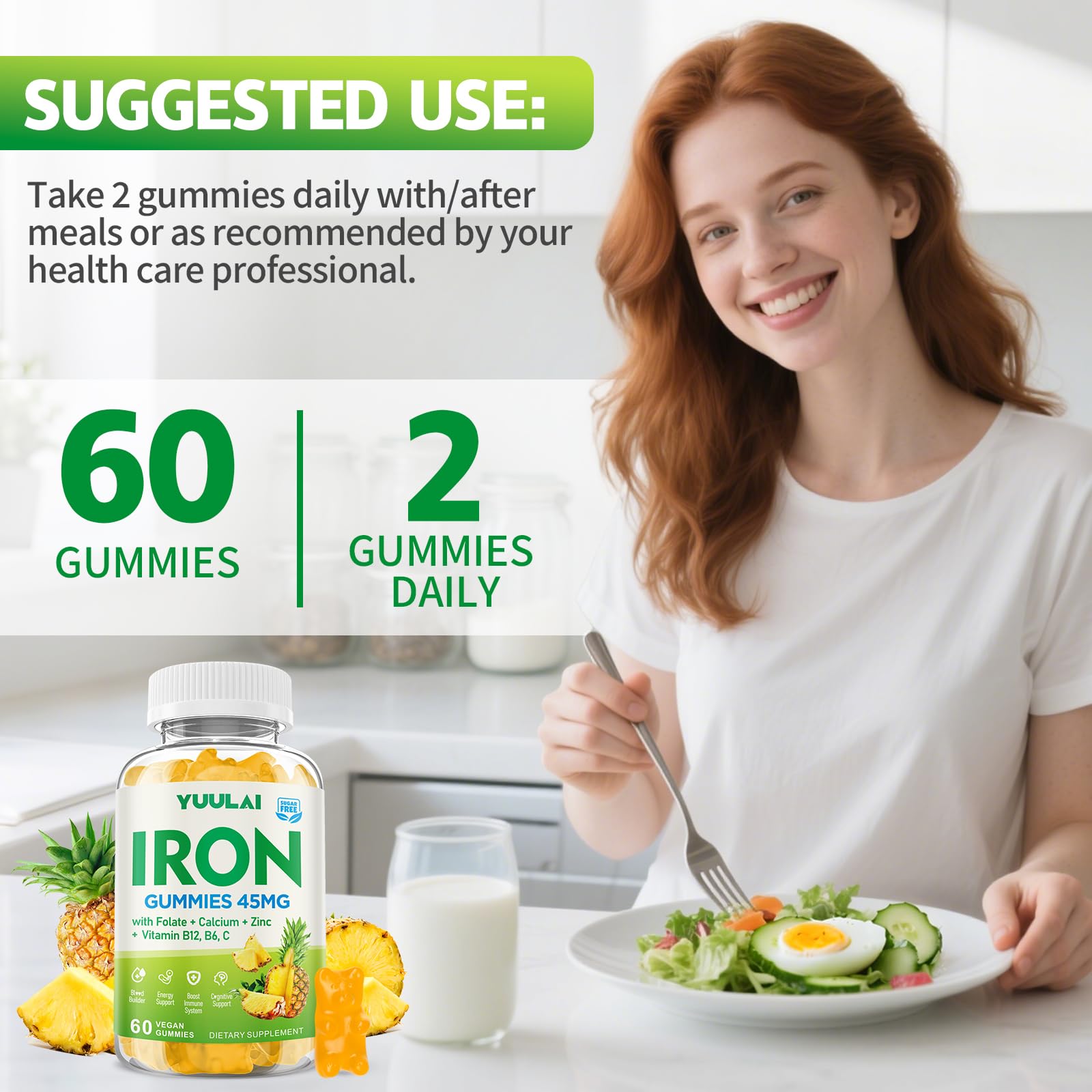 Iron Gummies 45MG for Women & Men, Sugar-Free, 60 Count — Amazon image 7