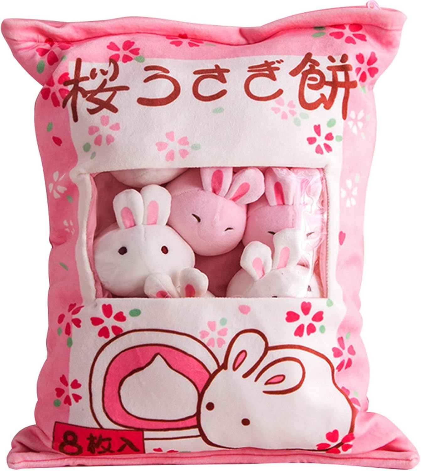 Soft Cheese Puff Shaped Stuffed Plush Cushion Containing 8 Hidden Miniature Dolls with Crinkle Sound and Non Toxic Materials for Home Office Decor and Gifting
