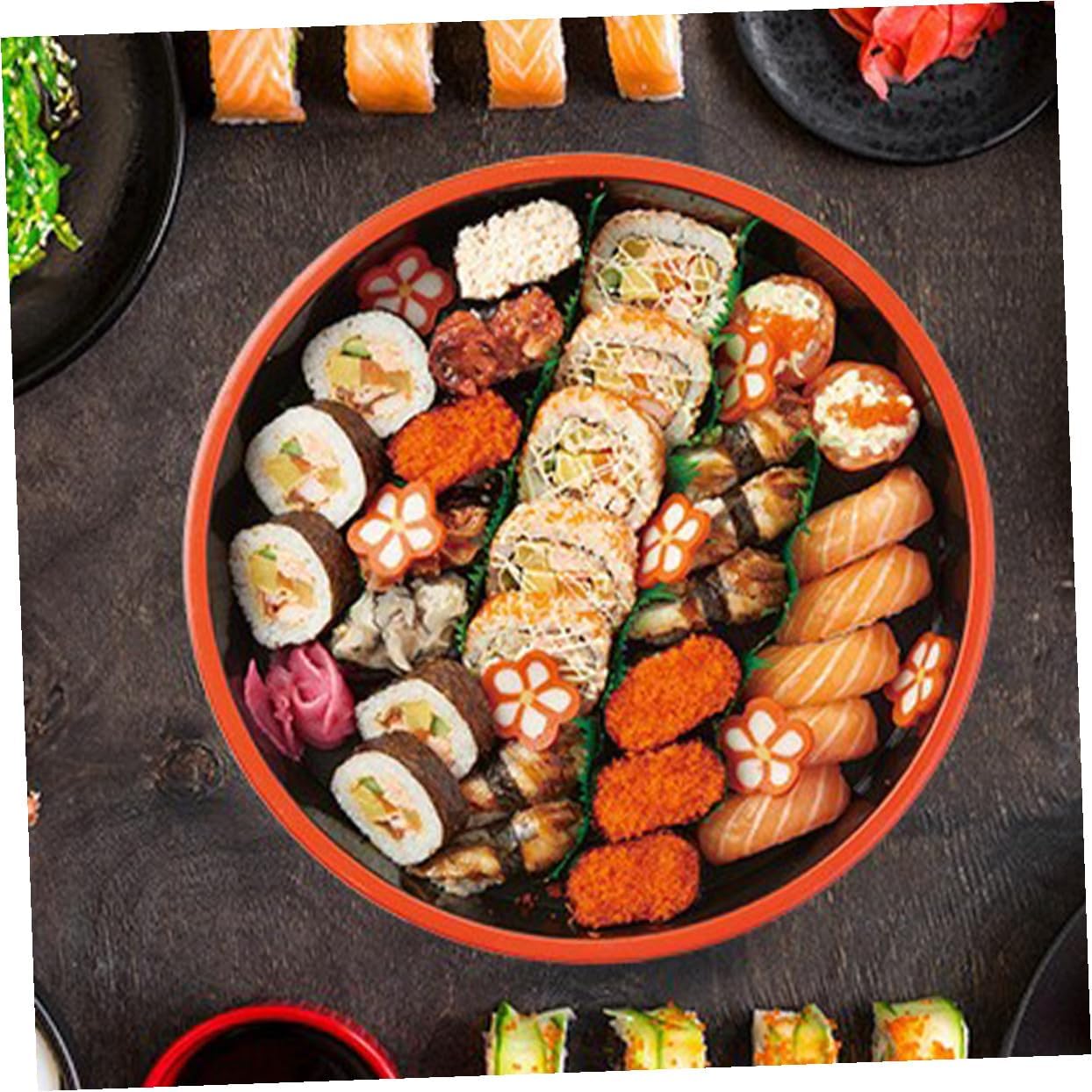 Sewroro Salmon Sushi Dish and Japanese round Sushi Plate with Draining Board, 24.5cm Diameter Sashimi Serving Tray and Entertaining