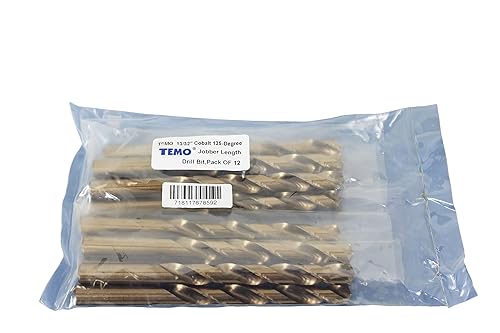 Miniatura 4 de TEMO 12 brocas de 1332 pulgadas, cobalto de 135 grados, 5.25 pulgadas de largo