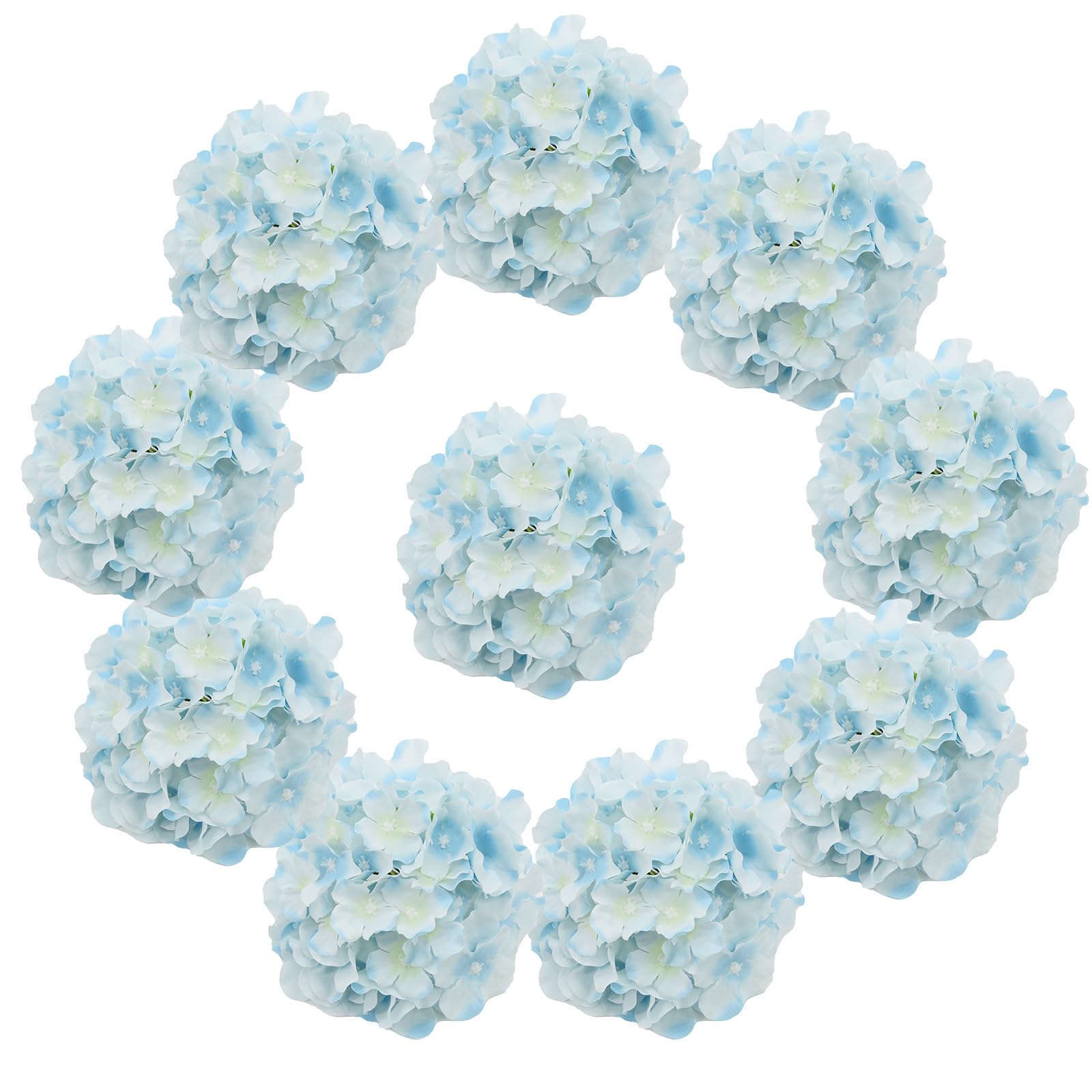 10 pcs Hydrangea Artificial Flowers, Silk Artificial Hydrangea Head with Stem Hydrangea for Bridal Wedding Baby Shower Home Party Decoration (Lake Blue) image 6