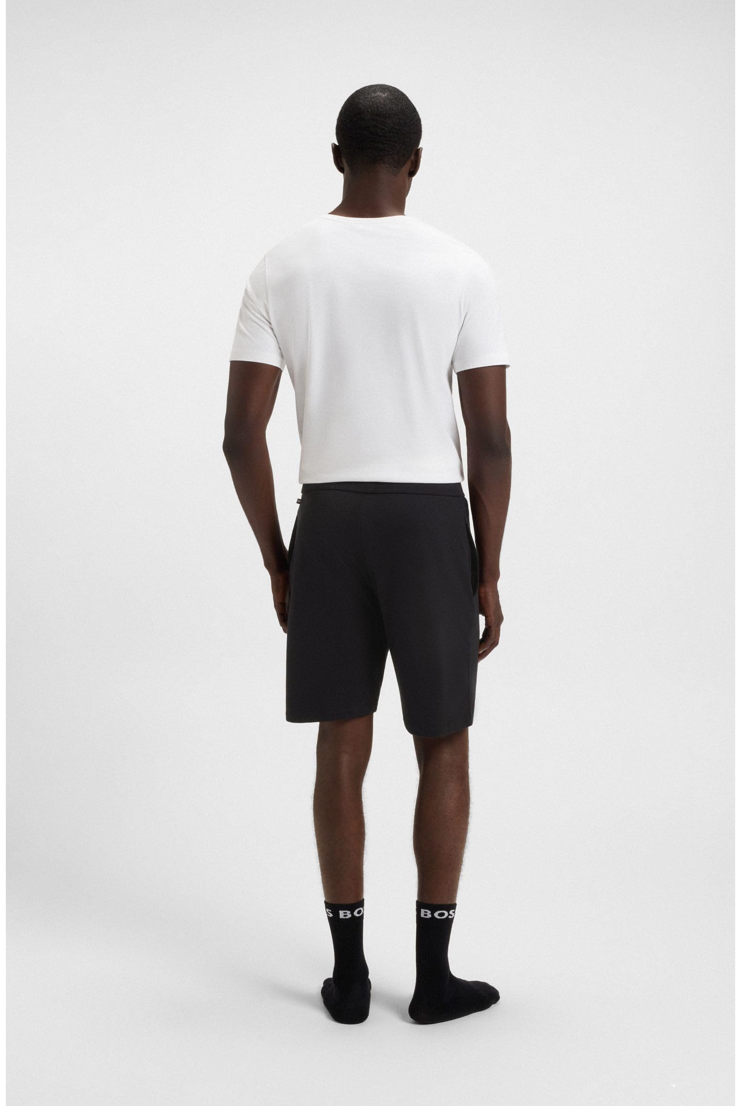 BOSS Herren Authentic Shorts Shorts aus Baumwoll-Terry mit Dégradé-Streifen und Logo