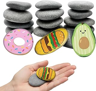 Reeplan 16PCS Rocks for Painting, 2-3 Inches Natural Smooth River Rocks for Painting, Flat Stones for Crafts and Decorations, Kindness Stones for DIY Arts(16)