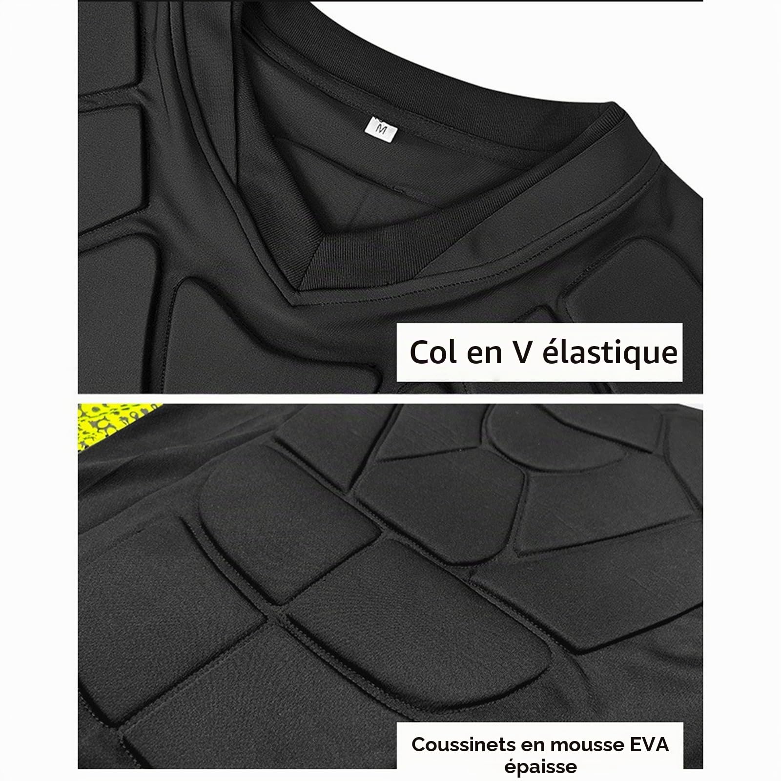 T-shirt de compression rembourré pour homme - Sous-vêtement à manches courtes - Séchage rapide - Protection contre les chocs - T-shirts de sport - Protection complète - T-shirt de compression pour