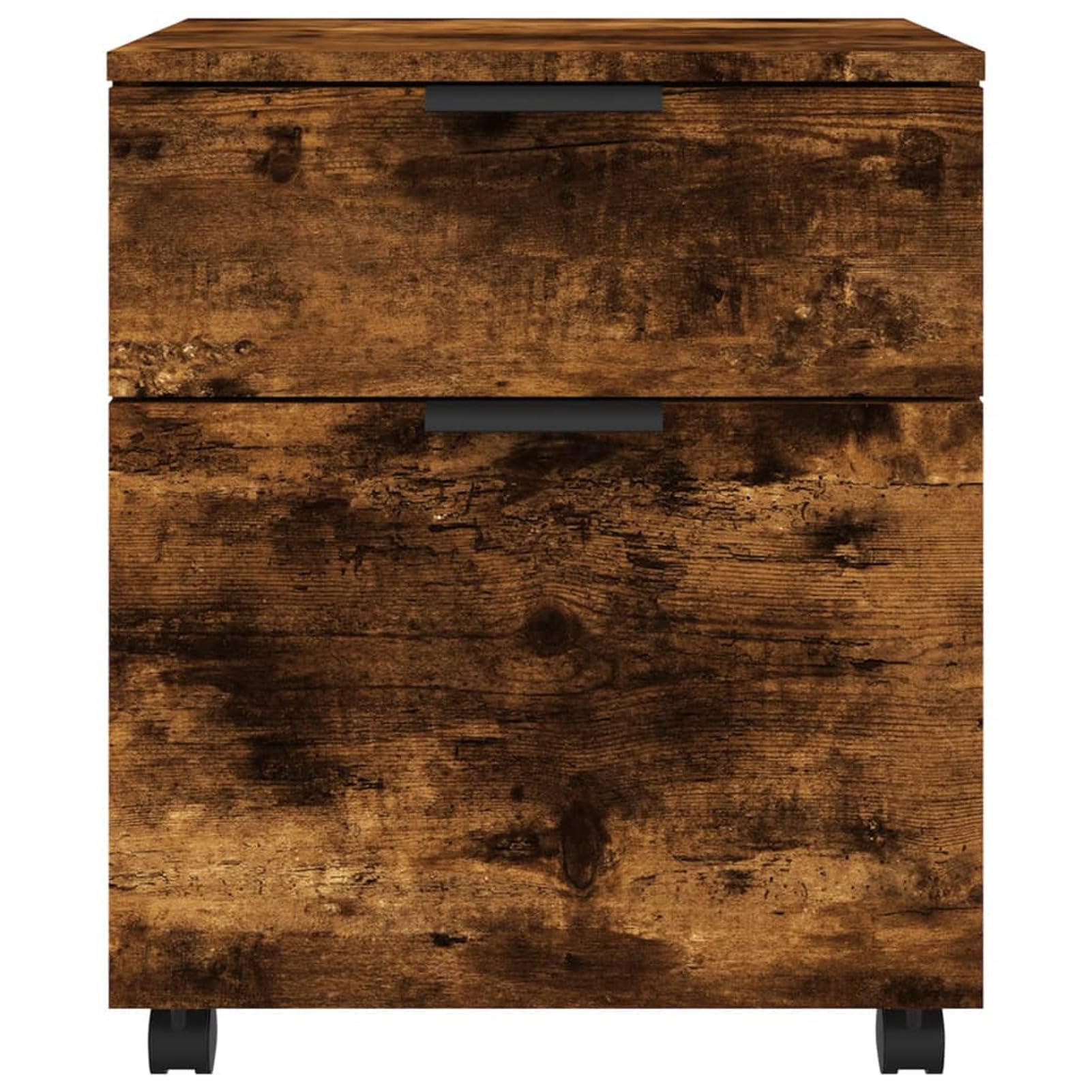 Schedario con Ruote Rovere Fumo 45x38x54 cm Legno Multistrato,Cassettiera, Mobiletto da Ufficio con Serratura,Regolabile per Cartelle Sospese, Superficie Testurizzata, per Ufficio, Studio