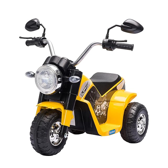 HOMCOM Moto Eléctrica Infantil con 3 Ruedas Triciclo 18-36 Meses Amarillo