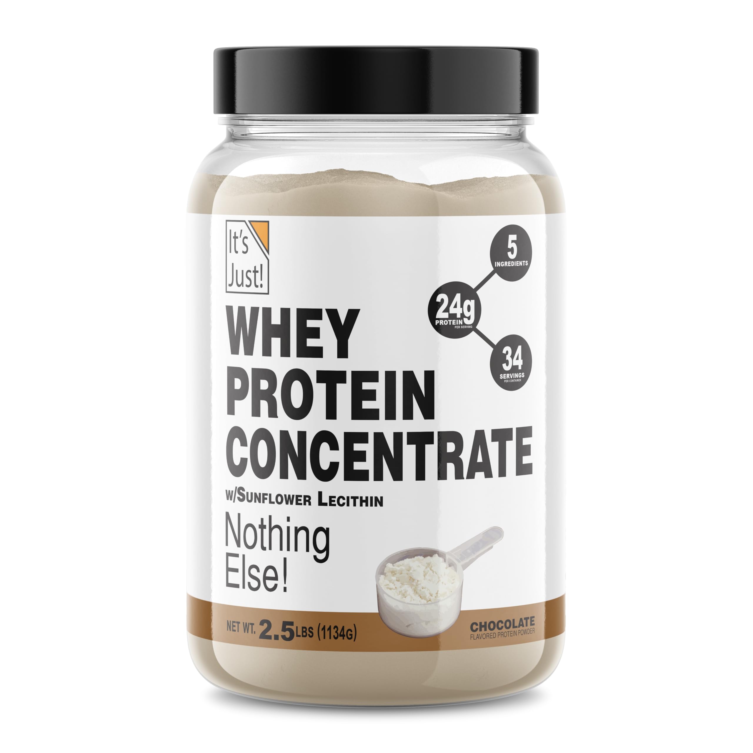 100% Whey Protein Concentrate, Made in USA, Premium WPC-80, Natural Cocoa Powder (2.5 Pound, Chocolate)
