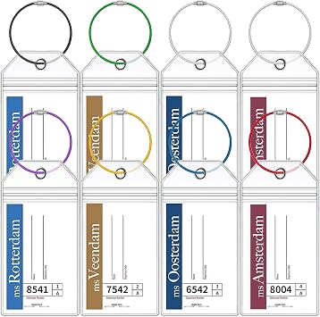 Luggage-tags, Clear Zip Seal Waterproof Cruise Holders for 8 Holland America & Carnival Items, Steel Loops, Vacation Must-Haves