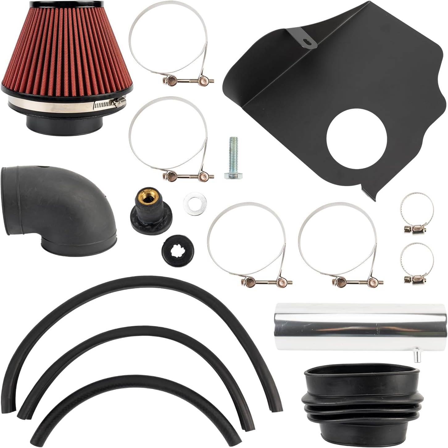 PHILTOP 3.5" Cold Air Intake Kit System + Heat Shield Compatible with 2011-2023 Charger/Challenger 5.7L, 2011-2023 300 5.7L, High Performance, Red
