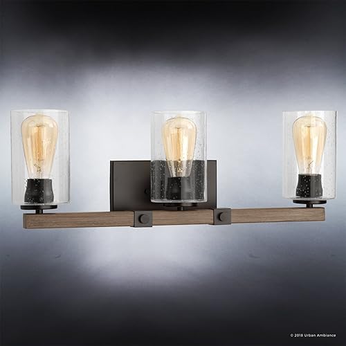 Miniatura 2 de Urban Ambiance Lámpara de tocador de baño vintage de lujo, tamaño grande 8 pulgadas de alto x 24 pulgadas de ancho, con elementos modernos de estilo