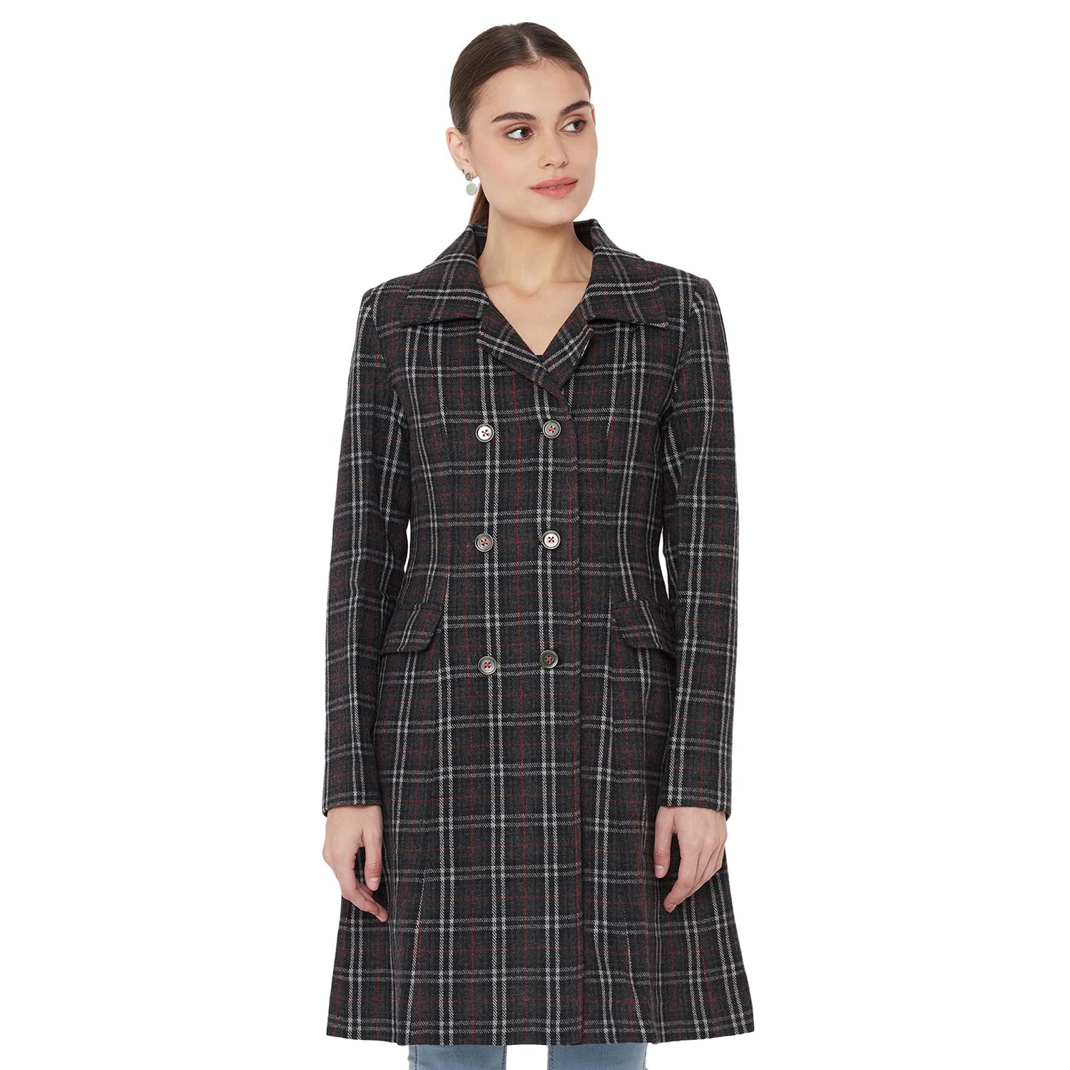 owncraft Owcraft Women's Pretty Check Wool Coat-picture-13