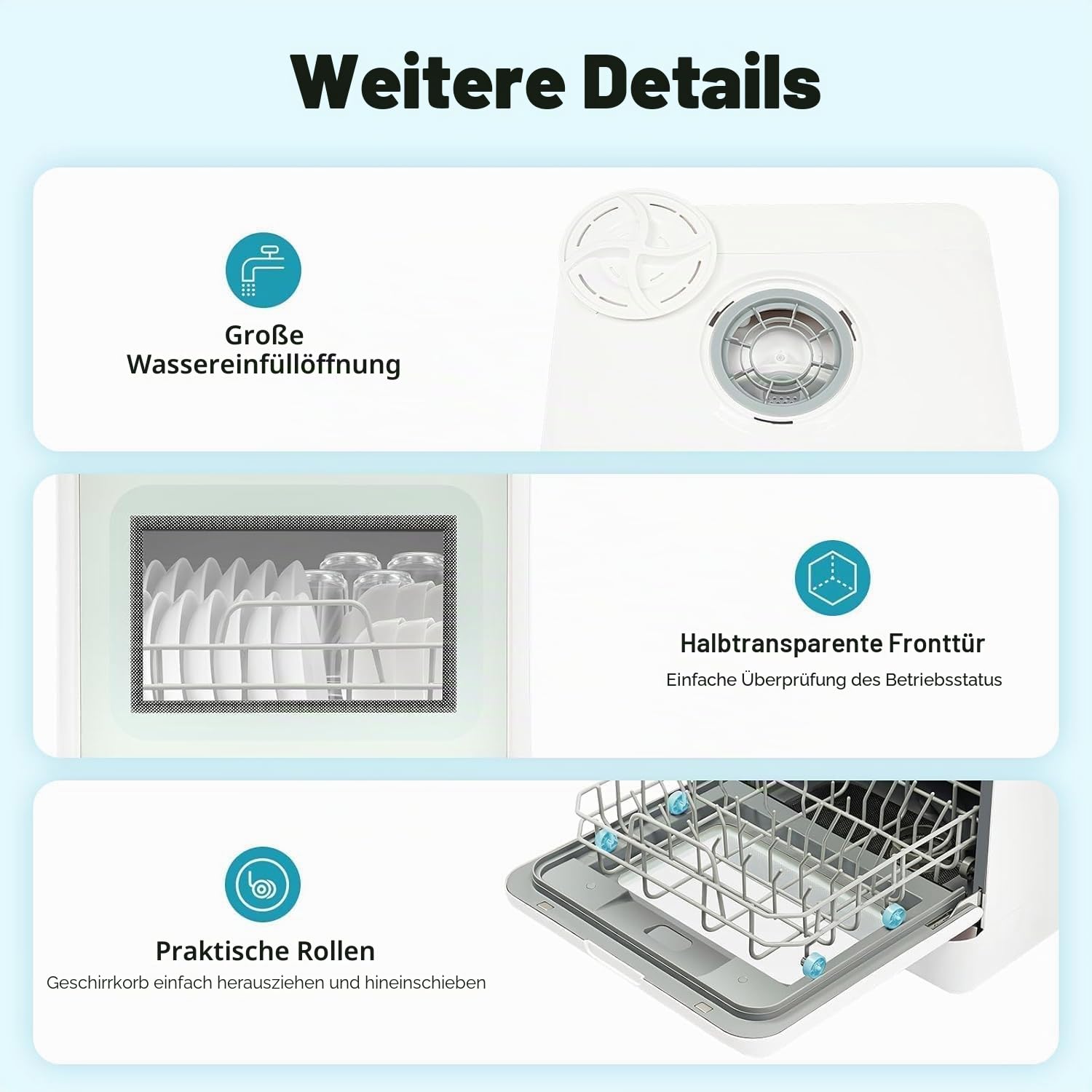 tischgeschirrspüler mit wassertank | 1100W | 41x46x46cm | 6L Wassertank