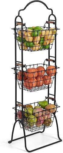 Miniatura 6 de Gourmet Basics by Mikasa Pacific - Cesta de almacenamiento de pie, 3 niveles, 48 x 16 x 13 pulgadas, color negro