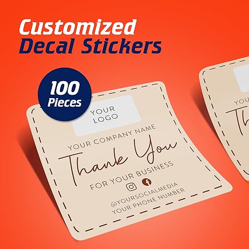 Vista 44 de DayStar Custom Signs & Design, Paquete de 60 calcomanías rectangulares personalizadas de vinilo personalizadas para logotipo de pequeñas empresas