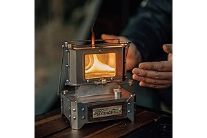 Upgraded Iron Camping Stove with Refillable Oil Lamp for Outdoor Cooking and Lighting