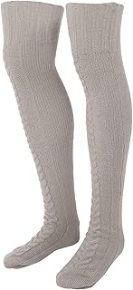 Aquecedores De Pernas,Aquecedores De Pernas Para Mulheres, Meias De Cano Alto De Malha, Tubo De Perna De Inverno, Aquecedores De Pés, Aquecedores De Perna De Cano Alto, Meias Sobre (cinza)