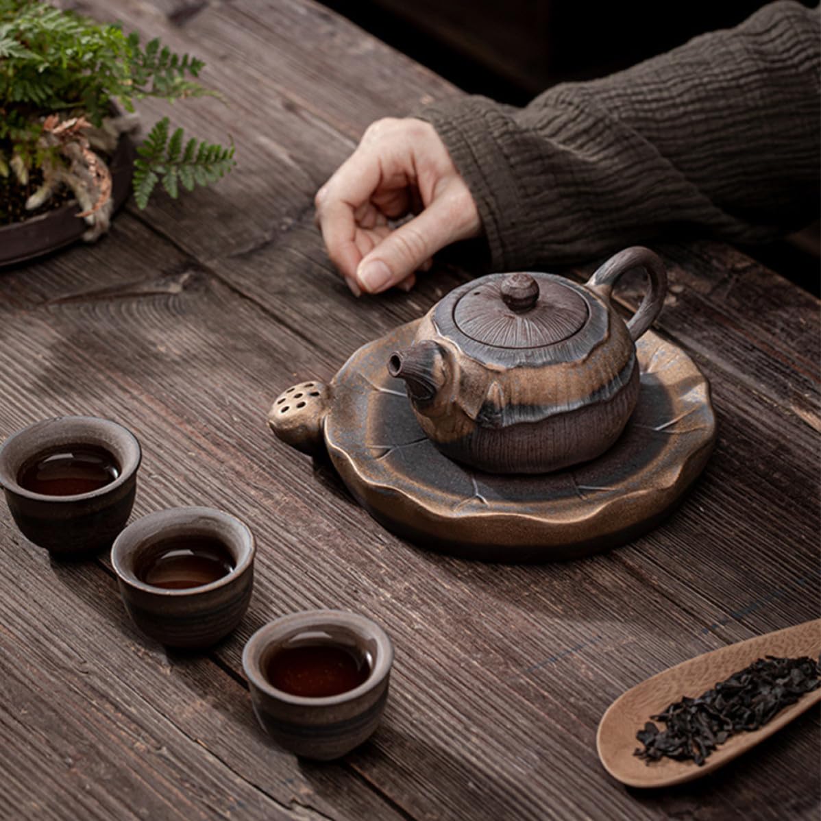 Tetera Filtro y Fácil Limpieza Estilo Japonés de Cerámica de 270ml para Preparar Té en Casa u Oficina