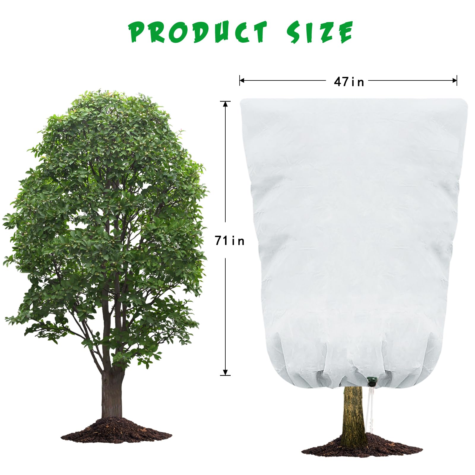 HABISI 3 Packs Plant Covers Freeze Protection - 47''X71'' 2.8oz/yd² with Zipper Drawstring for Outdoor Fruit Trees Bush Shrub Potted from Cold Frost Pest?Thicken Reusable Winter Frost Cloth Blankets