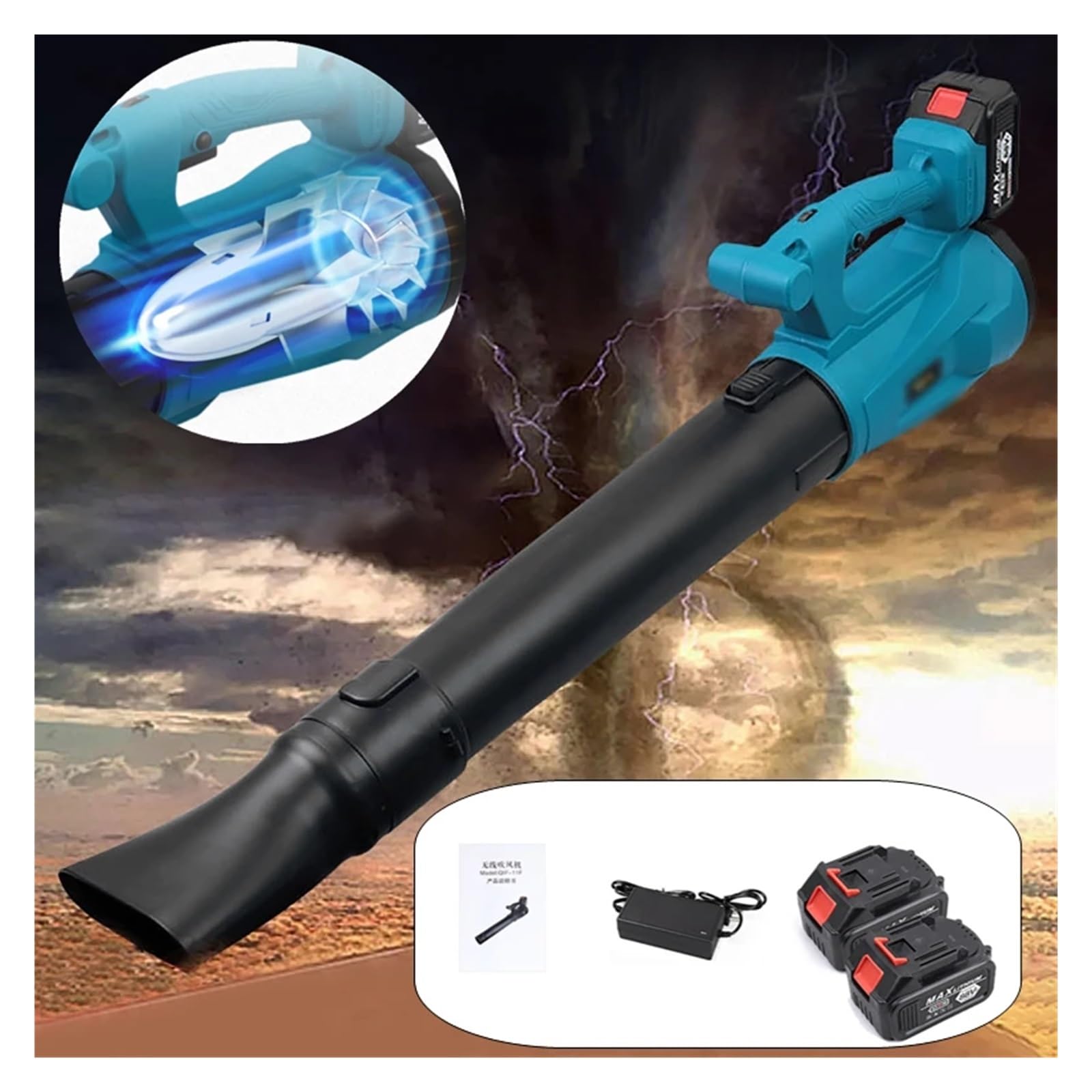 Aspirador Jardín Soplador De Aire Eléctrico Inalámbrico, Hojas Succión, Limpiador Polvo, con Batería Litio Recargable Mantenimiento Jardín Potente Esfuerzo(1 Charger 1 Battery)