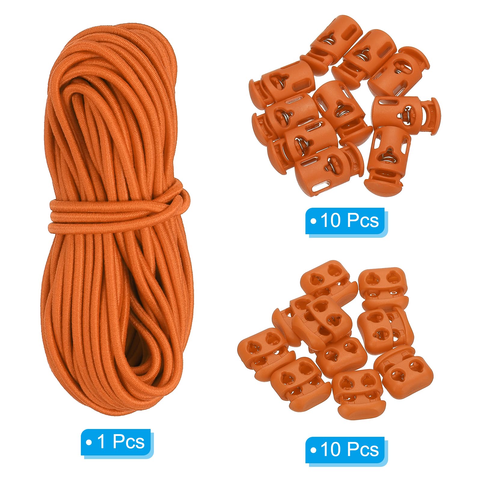 PATIKIL 16 Yard Elastic Bungee Cord & 10pcs Single Hole Cord Lock & 10pcs Double Hole Spring Toggle Stopper for Paracord Drawstring Shoelace Clothing Backpack Bags - Image 4