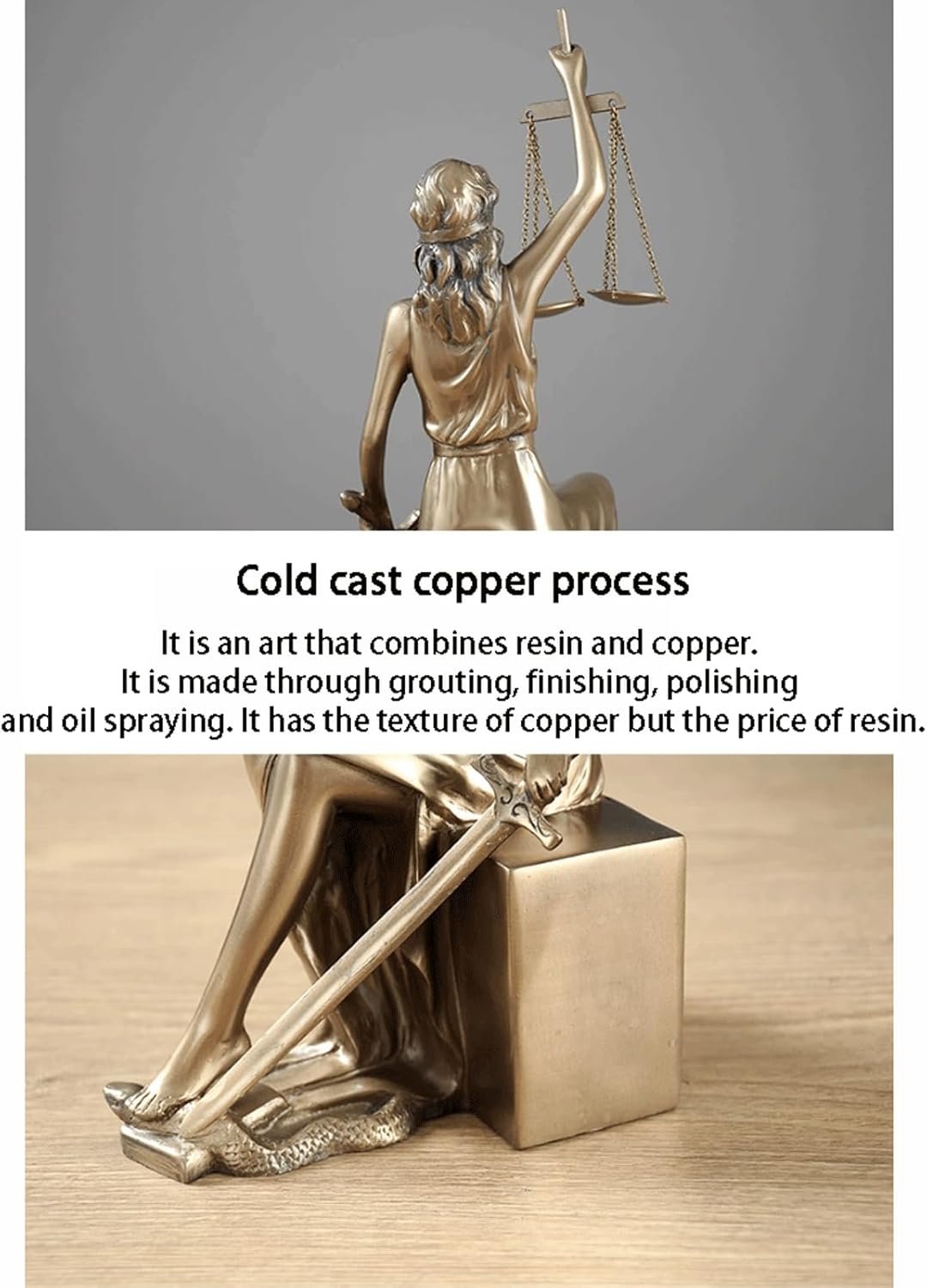 庭 ヴィンテージ樹脂正義の女神ブックエンド装飾ユニーク |銅色のブックストッパーと頑丈なブックエンドヴィンテージ装飾 芝生の装飾