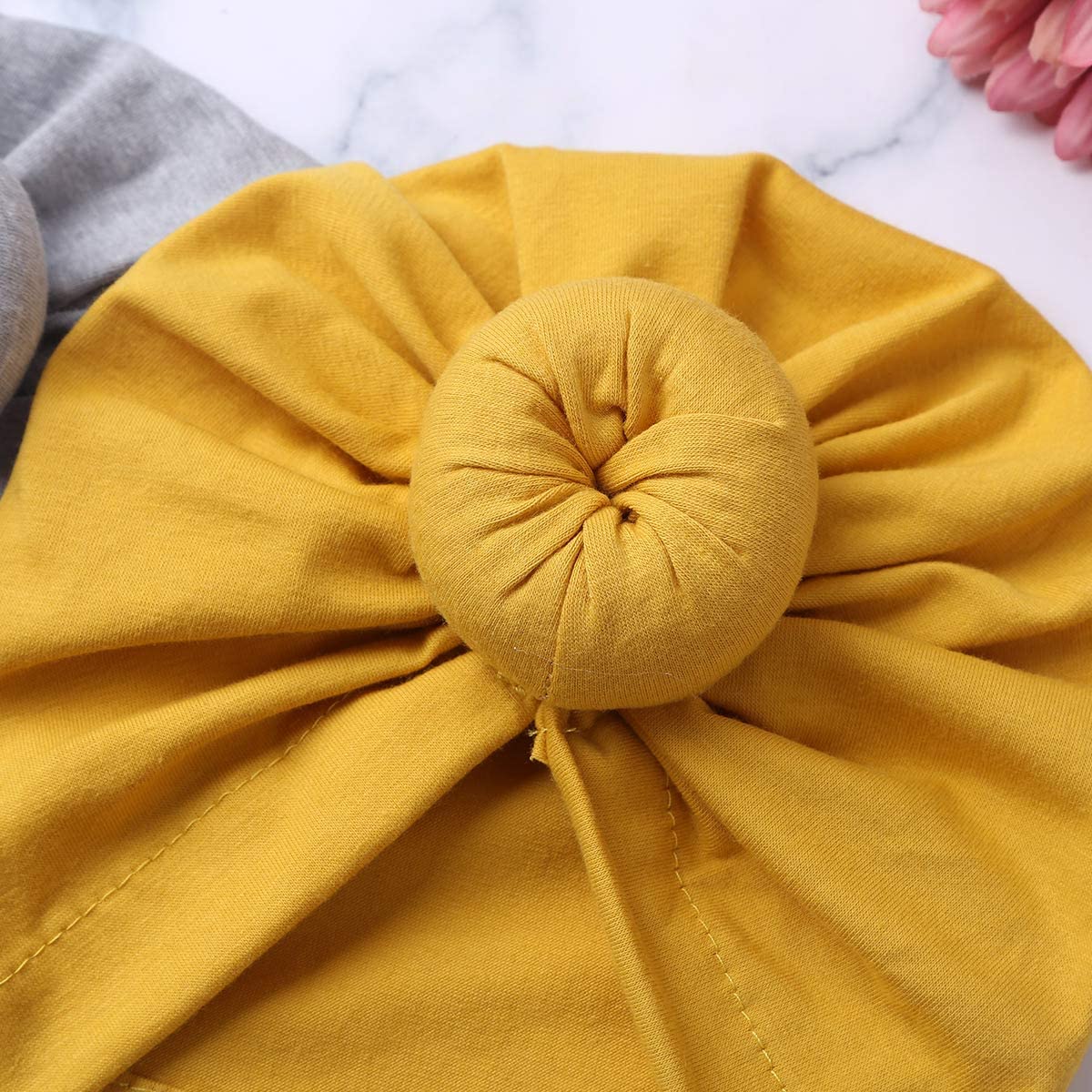 Säuglingsbaby Beanie Knoten Donut Hut Neugeborene Jungen Mädchen Baumwolle Weiche Turban Bogen Kaninchenohren Mütze Krankenhaus Kopf Wrap (Color : E Doughnut, Size : One Size)