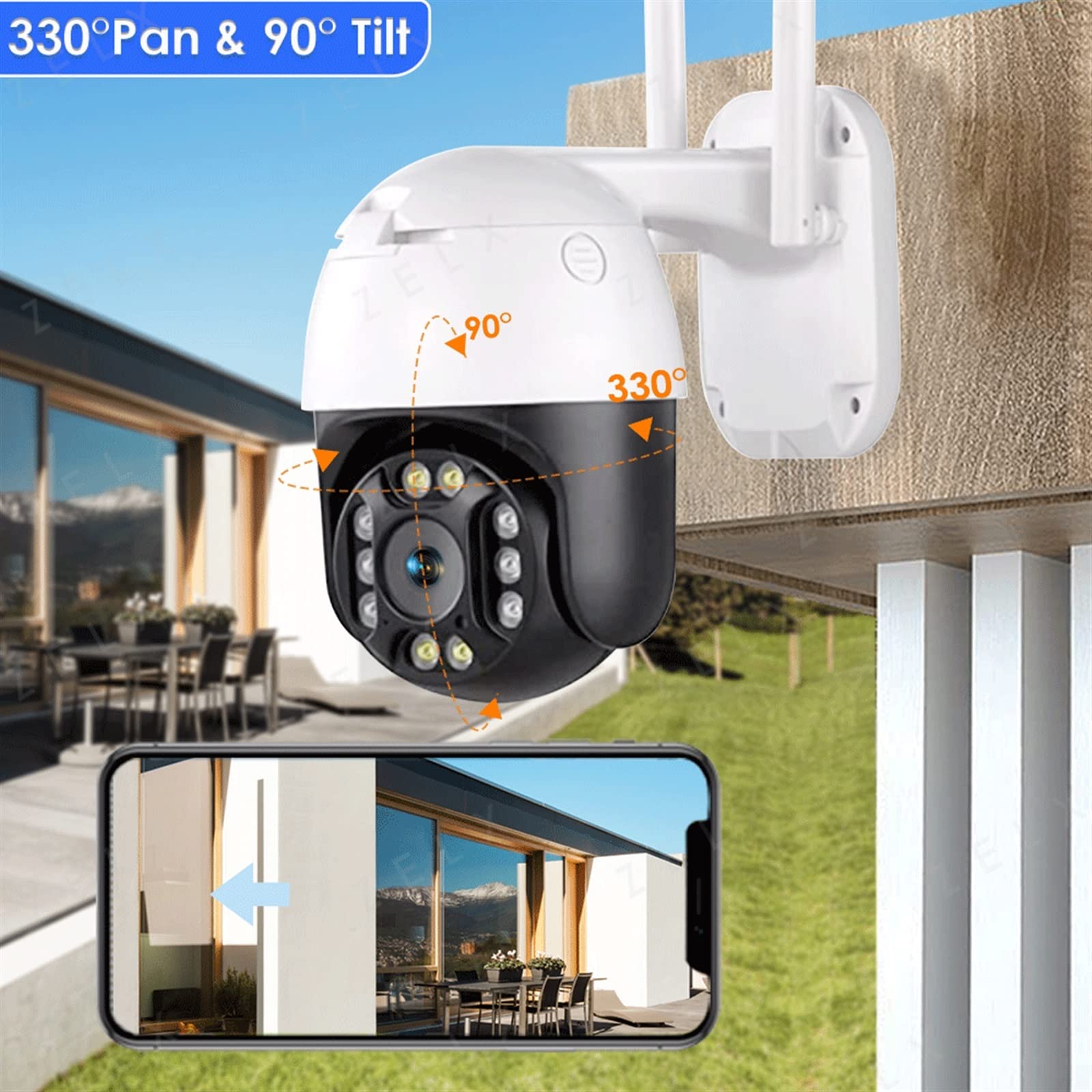 Telecamera WiFi Esterno, Telecamera IP da 5 MP Obiettivo da 2,7-13,5 mm Videosorveglianza 3 MP CCTV Cam NVR Protezione di Sicurezza Esterna Zoom Ottico 5X,Sicurezza, Antifurto(5MP 5X Cam 128G)
