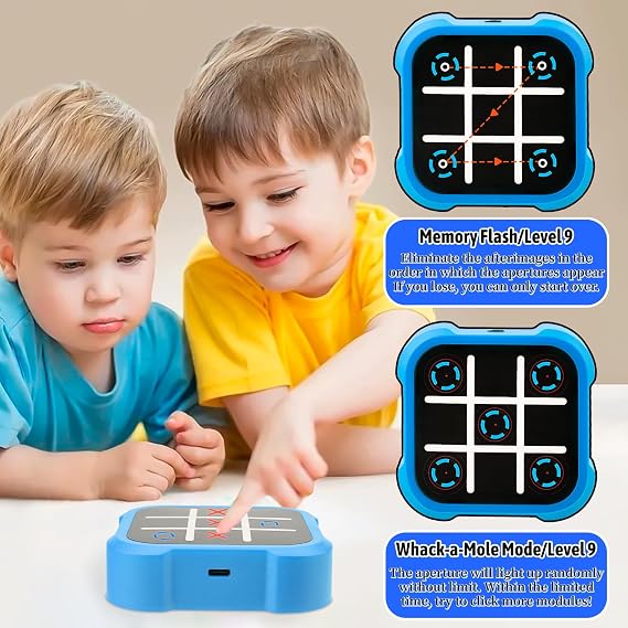 3-in-1 Electronic Tic Tac Toe Toy, Electronic Tic Tac Toe Bolt Game (Blue) | Noughts And Crosses Games, 3-In-1 Handheld Puzzle Game Console, Family Travel Game for Kids and Adults