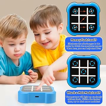3-in-1 Electronic Tic Tac Toe Toy, Electronic Tic Tac Toe Bolt Game (Blue) | Noughts And Crosses Games, 3-In-1 Handheld Puzzle Game Console, Family Travel Game for Kids and Adults
