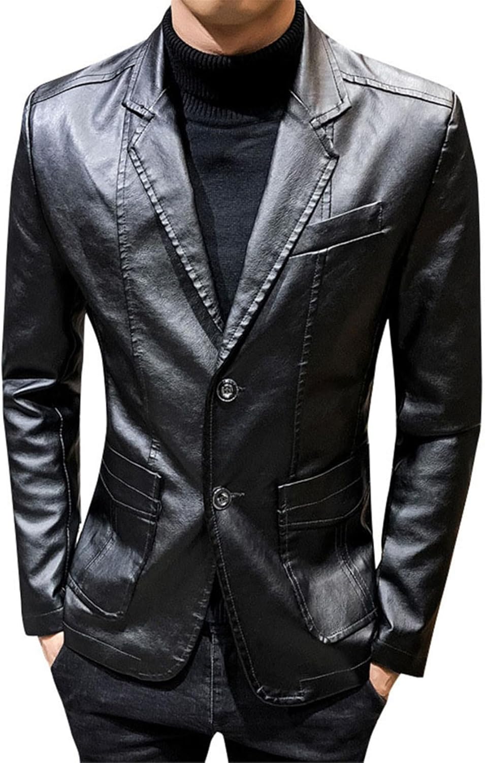 Slim Fit Leather Suit Jacket Mens Mens Leather Blazer Slim Fit Shop