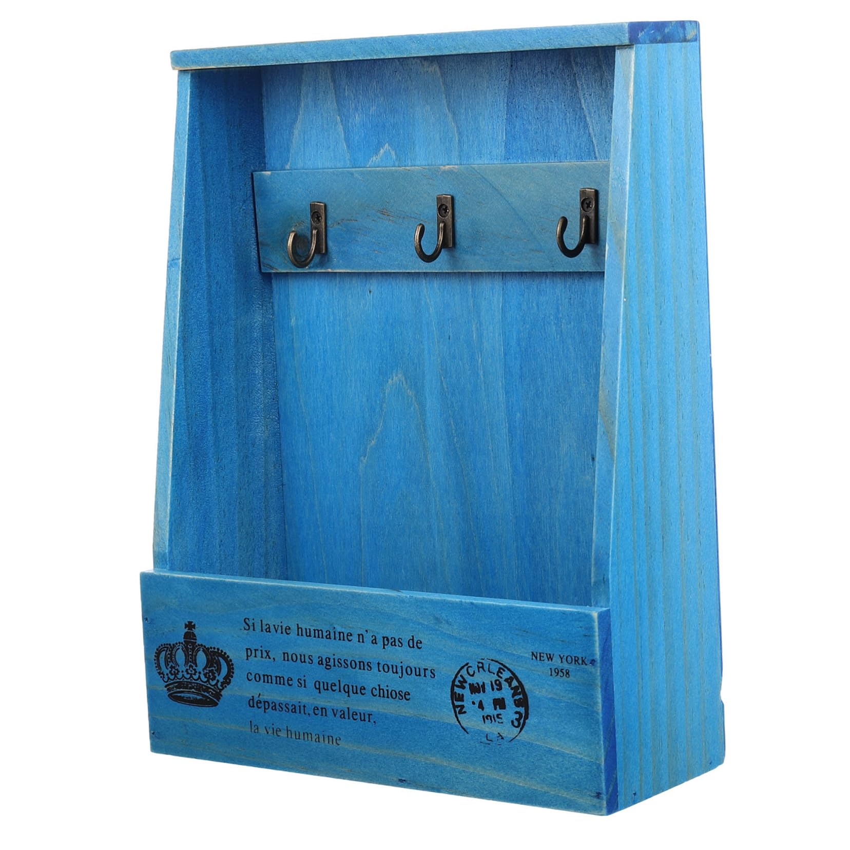 Gatuida Contenitore per Chiavi da Parete in Legno Blu, Stile Creativo