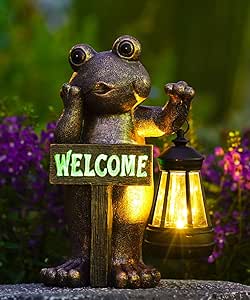 Qeeman Solar Frog Garden Decor Statues Outside Outdoor