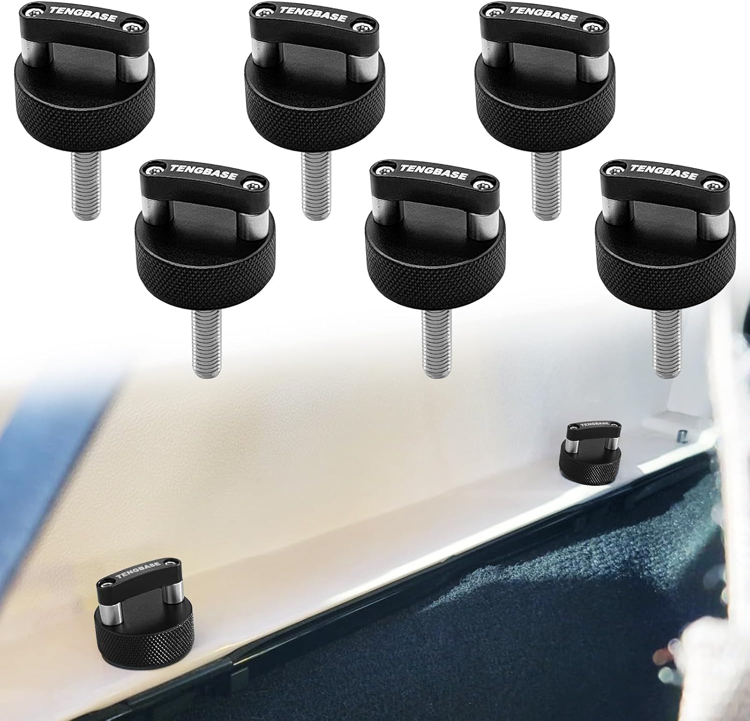 Quick Release Thumb Screw for Jeep Wrangler JK 2007-20018, JL 2018-2022 & Gladiator JT - Billet Aluminum Hard Top Fastener with Integrated D Ring (Black)