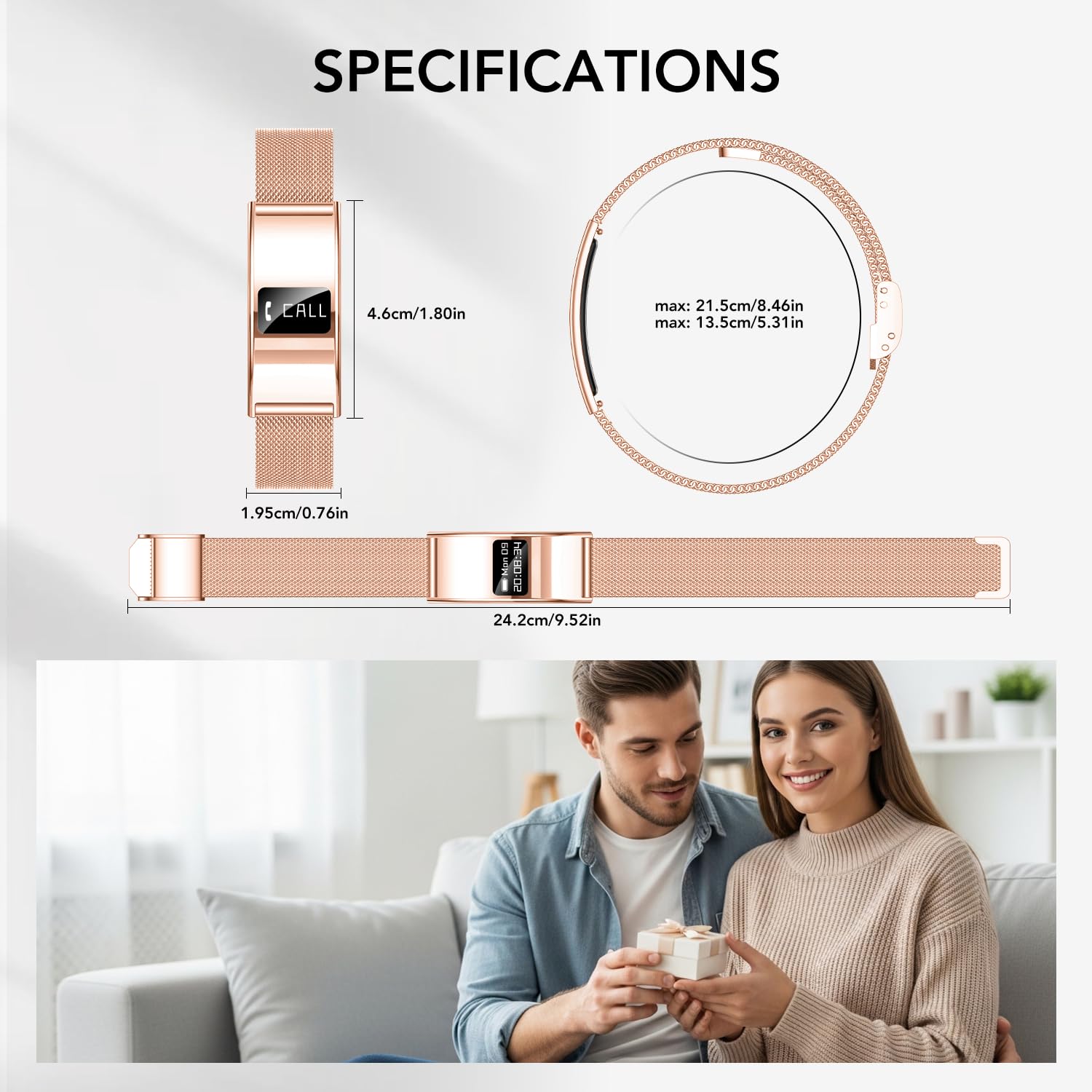 Smartwatch Damen Fitness Tracker Armband: Schrittzähler Damenuhr Fitnessuhr Smart Watch mit Herzfrequenz HRV SpO2 Schlaf Monitor Sportmodi 5ATM Wasserdicht Leicht Slim Digital band für iOS Android