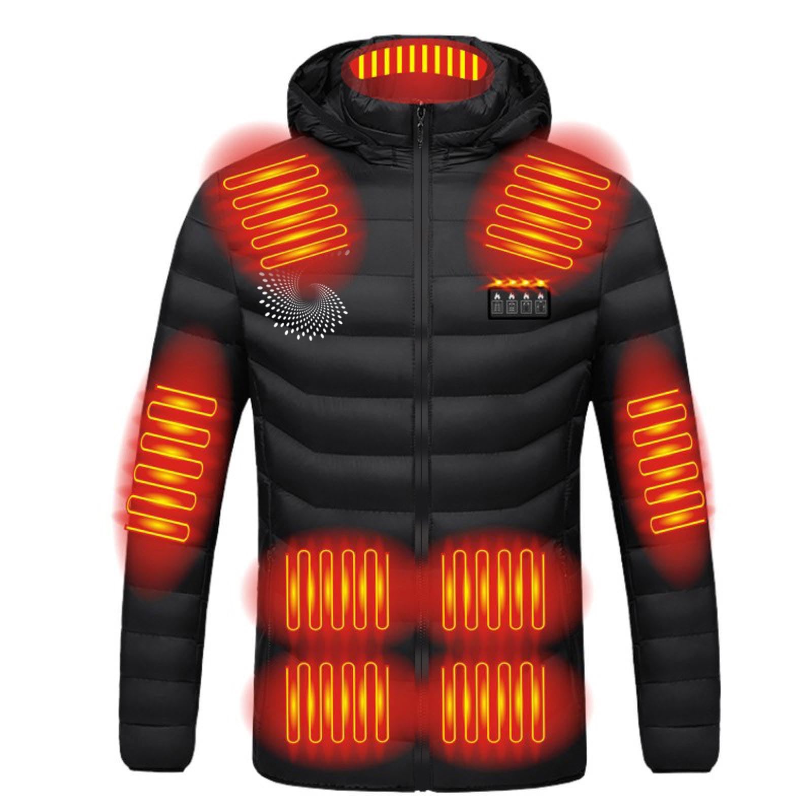 Giubbotto Riscaldabile Uomo Giacca Riscaldata Stampata Invernale Intelligente a Temperatura Costante USB a Quattro Controlli Giubbotto Riscaldato per Uomo e Donna Moto Campeggio (Senza Batteria)