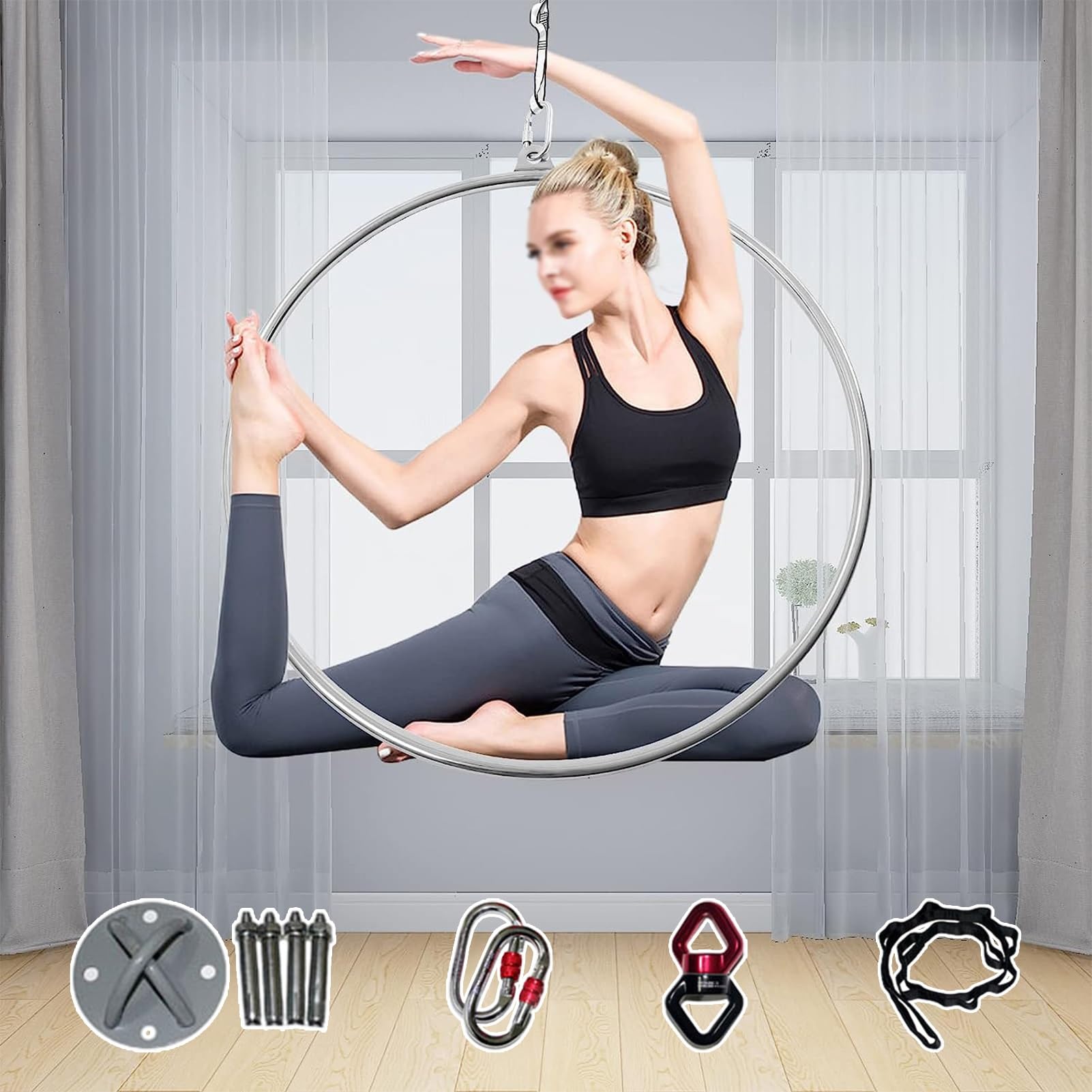Cerceau de fitness aérien 100 cm lyra en acier pour vos séances à la maison