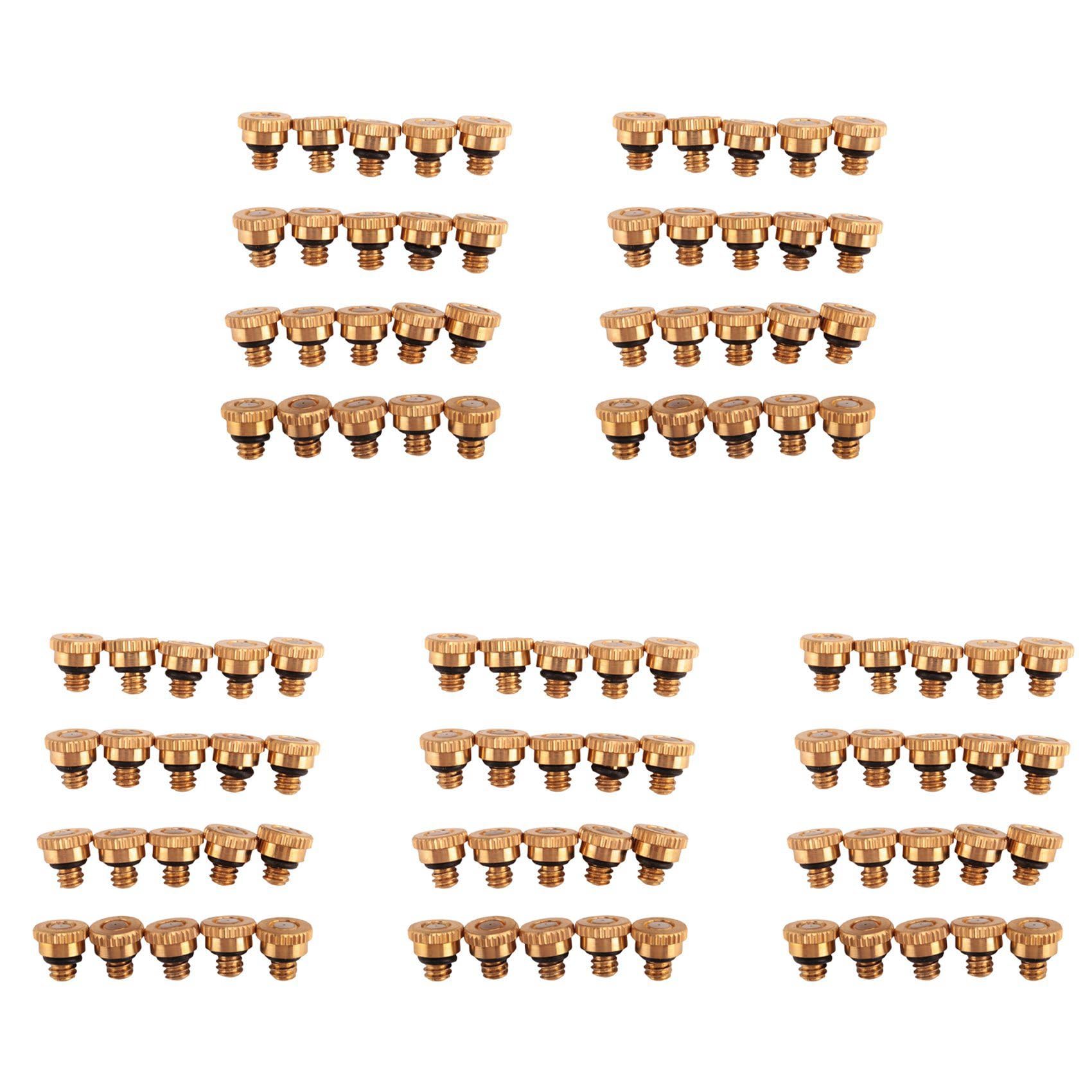 Hndhbfgrt 100Pcs Brass Misting Nozzles for Cooling System 0.012 Inch(0.3 Mm) Water Nozzle Sprinklers Misting Cooling