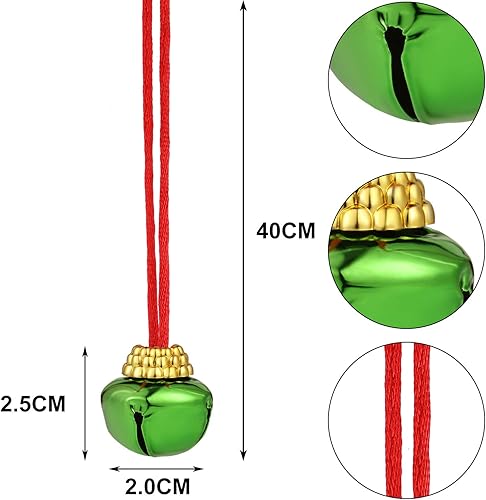 Vista 12 de Gejoy 60 collares de campana de Navidad, decoraciones de campana de Navidad para suministros navideños Rojo