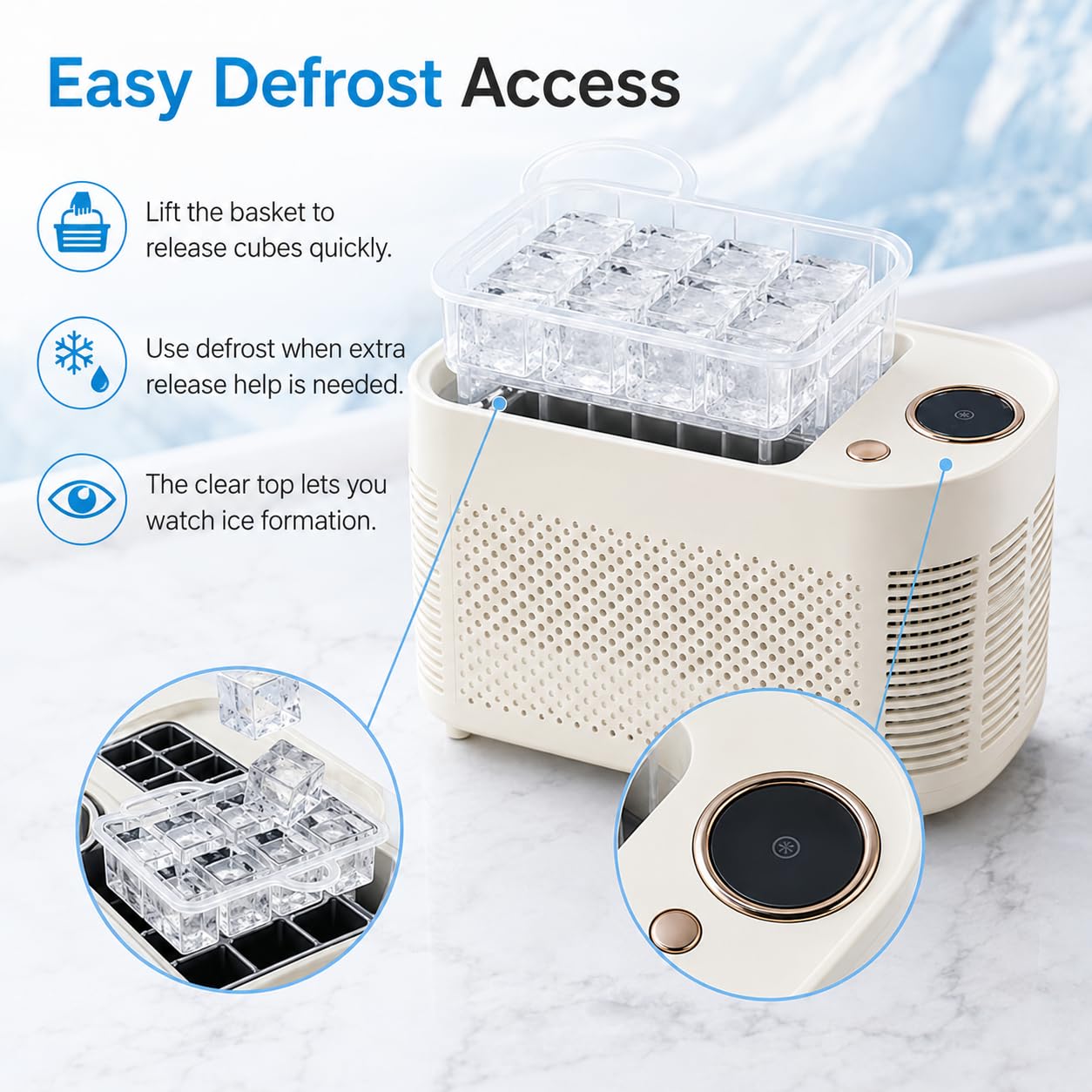 Mini macchina per il ghiaccio banco, 12 V CC, 10 cubetti in 10-15 minuti