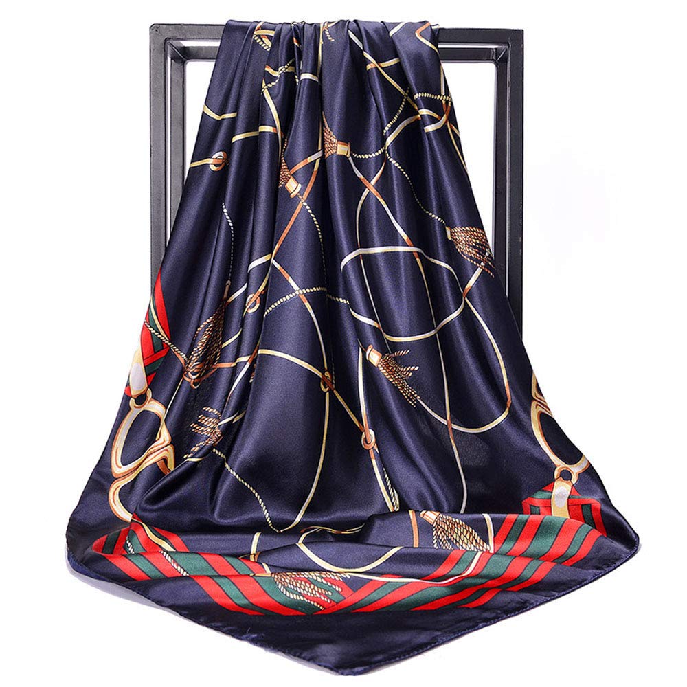 Women’s Silk Scarf Belt Pattern Large Square Satin Headscarf Headdress 35"