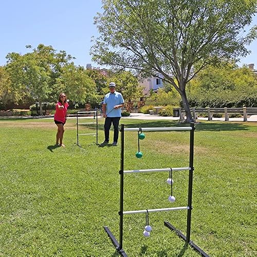 Vivere Ladder Golf Extreme Metal Tournament Edition Ladder Ball Tossing Game with 2 Metal Ladders and 2 Sets of Soft Bolas - Official Equipment,Black - Thumbnail 7
