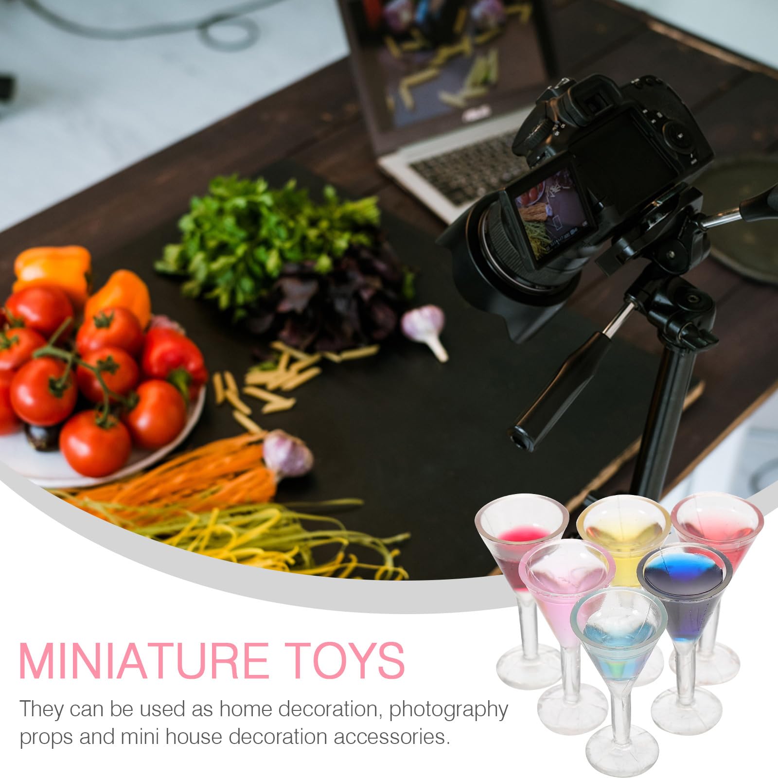 BESTonZON 6pcs Cocktail Glass Dollhouse Miniature Wine Glasses Dollhouse Ornament Camera Backpack Mini Dollhouse Kids Toy Toys Cocktail Glasses Mini Cup Toddler Decorations Resin Child - Image 3