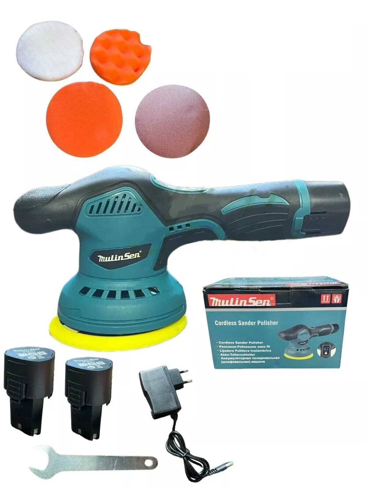 Lucidatrice a due batteria 12v levigatrice rotorbitale 8 velocità per auto moto, Lucidatrice Auto per la Pulizia Dell'auto, la Lucidatura e la Ceratura